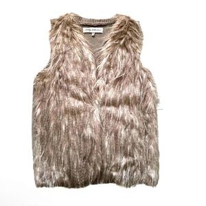 SEBBY Collection Faux Fur Vest in Brown and Cream Women’s Size XL